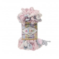 ALIZE PUFFY COLOR 5864 белый/серый/розовый